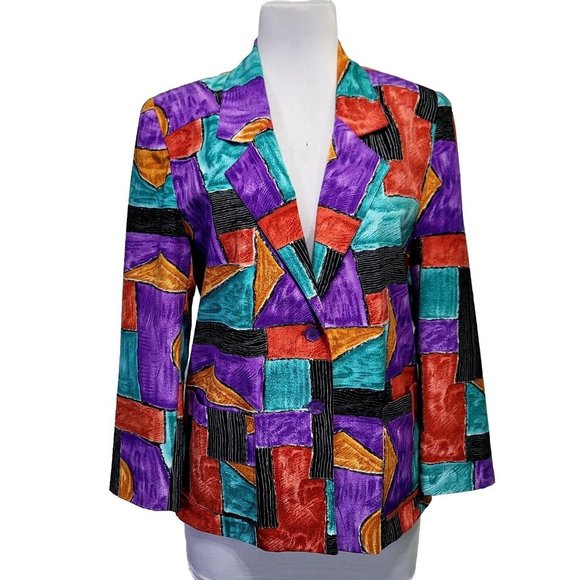 Vintage Jackets & Blazers - Vintage Multicolor Abstract Blazer
